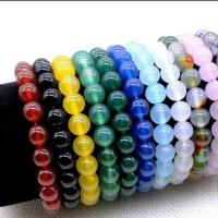Agate Jewelry Bracelet, Round, polished, more colors for choice, 8x8x8mm, Sold By PC