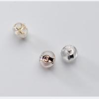 925 Sterling Silver Ear Nut Component with Silicone Round plated with rubber covered 5*5*4.5mm Sold By Pair