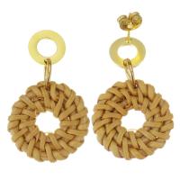 Stainless Steel Drop Earring with Rattan plated fashion jewelry & for woman 35mm 21mm Sold By Pair