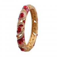 Bijoux de bracelet en alliage de zinc, Rond, Placage de couleur d'or, pour femme & avec strass, plus de couleurs à choisir, 10mm, Diamètre intérieur:Environ 57mm, Vendu par PC