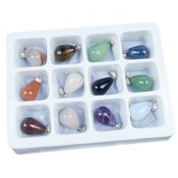 Gemstone Vedhæng Smykker, Natursten, Teardrop, poleret, du kan DIY & forskellige stilarter for valg, flere farver til valg, 18-20mm, Solgt af PC