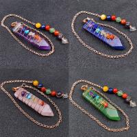 Natural Stone Pendulum, with Tibetan Style, polished, DIY, more colors for choice, 48-52x6mm, Length:9.842 Inch, Sold By PC
