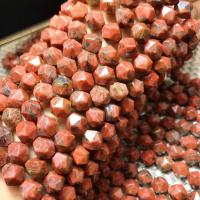 Naturlig rød agat perler, Red Agate, Runde, Star Cut Faceted & du kan DIY, Solgt Per Ca. 38 cm Strand