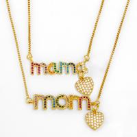 Cubic Zircon Micro Pave Brass Necklace, Alphabet Letter, polished, micro pave cubic zirconia, 36x9mm, Sold Per Approx 45 cm Strand