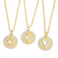 Cubic Zircon Micro Pave Brass Necklace Round gold color plated micro pave cubic zirconia Length Approx 45 cm Sold By PC