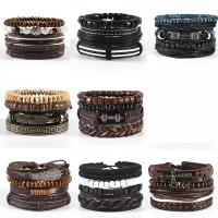 Wrap Bracelet PU Leather with Gemstone & Wood & Zinc Alloy & for man & multi-strand Length Approx 17-18 cm Sold By PC