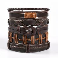 Wrap Bracelet PU Leather with Zinc Alloy & for man & multi-strand Length 17-18 cm Sold By PC
