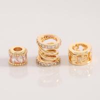 Cubic Zirconia Micro Pave Brass Beads gold color plated & micro pave cubic zirconia Sold By PC