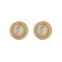 Zinc Alloy Stud Earring Round gold color plated Sold By Pair
