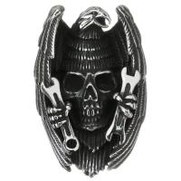 Acciaio inossidabile Skull Ciondoli, acciaio inox, placcato, gioielli di moda & per la donna, 33x50x18mm, Foro:Appross. 6x10mm, Venduto da PC