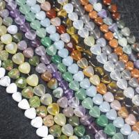 Mixed Gemstone Beads, Natural Stone, Heart, polished, DIY, more colors for choice, 10mm, Sold By Strand