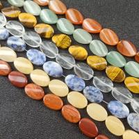 Mixed Gemstone Beads, Natural Stone, Flat Oval, polished, DIY & twist, more colors for choice, 16x11mm, 13PCs/Strand, Sold By Strand