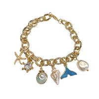 Zinc Alloy Bracelet with Plastic Pearl gold color plated for woman & with rhinestone gold nickel lead & cadmium free Length 6.299 Inch Sold By Lot