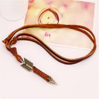 PU Leather Cord Necklace Zinc Alloy with PU Leather Adjustable & handmade & Unisex brown nickel lead & cadmium free 65-70cmuff0c0.4cm Sold By Strand