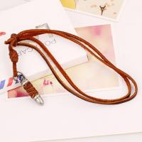 PU Leather Cord Necklace, Tibetan Style, with PU Leather, Adjustable & handmade & Unisex, brown, nickel, lead & cadmium free, 20-40cmuff0c0.3cm, Sold By Strand