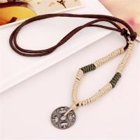 PU Leather Cord Necklace, Tibetan Style, with PU Leather, Adjustable & handmade & Unisex, nickel, lead & cadmium free, 56-57cm, Sold By Strand
