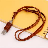 PU Leather Cord Necklace Zinc Alloy with PU Leather Adjustable & handmade & Unisex brown nickel lead & cadmium free 20-40cmuff0c0.3cm Sold By Strand