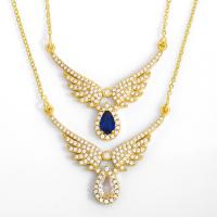Cubic Zircon Micro Pave Brass Necklace Wing Shape gold color plated micro pave cubic zirconia nickel lead & cadmium free Length Approx 45 cm Sold By PC