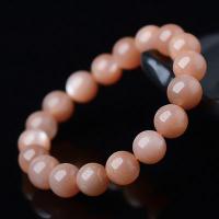 Gemstone Bracelets, Orange Moonstone, Round, polished, nickel, lead & cadmium free, Sold Per Approx 18 cm Strand
