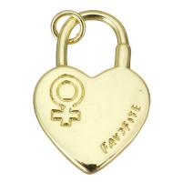 Brass Jewelry Pendants Lock gold color plated Approx 3mm Sold By PC