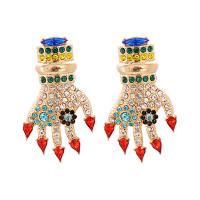 Tibetan Style Stud Earring, plated, fashion jewelry & for woman & with rhinestone, nickel, lead & cadmium free, 53x32mm, Sold By Pair