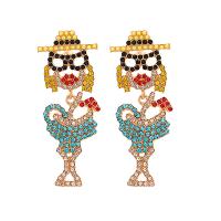 Tibetan Style Stud Earring, plated, fashion jewelry & for woman & with rhinestone, nickel, lead & cadmium free, 58x29mm, Sold By Pair