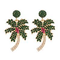 Tibetan Style Drop Earrings, Palm Tree, plated, fashion jewelry & for woman & with rhinestone, nickel, lead & cadmium free, 52x33mm, Sold By Pair