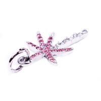 European Style Zinc Alloy Dangle Beads silver color plated DIY & with rhinestone pink nickel lead & cadmium free Sold By PC