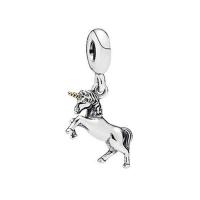 European Style Zinc Alloy Dangle Beads Unicorn silver color plated DIY silver color nickel lead & cadmium free Sold By PC