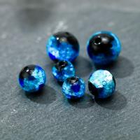 Silver Foil Lampwork Beads Round DIY blue Sold By Bag