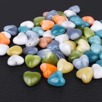 Solid Color Akryl perler, Heart, sprøjtestøbning, du kan DIY, blandede farver, 20x17x11mm, Solgt af Bag
