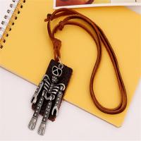 PU Leather Cord Necklace Zinc Alloy with PU Leather Adjustable & fashion jewelry & handmade & Unisex brown nickel lead & cadmium free 68-75cmuff0c0.3cm Sold By Strand