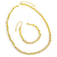 Cubic Zircon Micro Pave Brass Necklace, with cubic zirconia, golden, 21cmuff0c48cm, Sold By PC