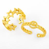 Sárgaréz Mandzsetta Finger Ring, divat ékszerek, aranysárga, 0.6cmuff0c0.7cm, Által értékesített PC