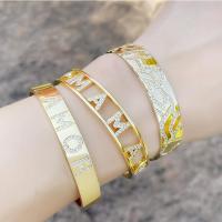 Brass Cuff Bangle plated 18K platinum plated & with cubic zirconia golden Sold By PC