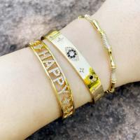 Brass Bracelet & Bangle, fashion jewelry & with rhinestone, golden, 66x9mm, Sold By PC