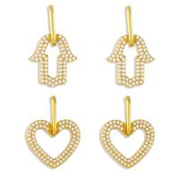 Brass Drop Earring 18K platinum plated & with cubic zirconia golden Sold By PC