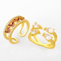 Žalvarinis Cuff Finger Ring, mikro nutiesti kubinių Zirconia, aukso, 0.7CM,1CM, Pardavė PC