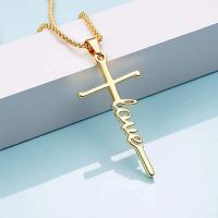 Brass Chain Necklace, with 2 inch extender chain, Cross, 18K gold plated, golden, 320mm, Length:16 Inch, Sold By PC