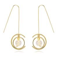 Brass Drop Earring, fashion jewelry, golden, 520mm, Sold By Pair