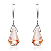 Brass Drop Earring, with Crystal, Champagne, 45mm, Sold By Pair