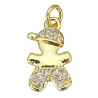 Cubic Zirconia Micro Pave Brass Pendant, Boy, gold color plated, micro pave cubic zirconia, 8x14x2mm, Hole:Approx 2.5mm, Sold By PC