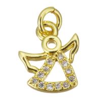 Cubic Zirconia Micro Pave Brass Pendant, Angel, gold color plated, micro pave cubic zirconia, 15x23x5mm, Hole:Approx 2.5mm, Sold By PC