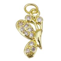 Cubic Zirconia Micro Pave Brass Pendant, gold color plated, micro pave cubic zirconia, 9x18x2.5mm, Hole:Approx 3.5mm, Sold By PC