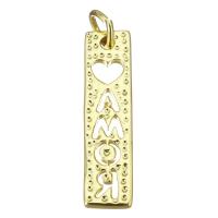 Hollow Brass Pendants, Rectangle, gold color plated, 6x22x1.5mm, Hole:Approx 2.5mm, Sold By PC