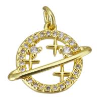 Cubic Zirconia Micro Pave Brass Pendant, gold color plated, micro pave cubic zirconia & hollow, 15x13x2mm, Hole:Approx 2.5mm, Sold By PC