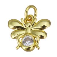 Cubic Zirconia Micro Pave Brass Pendant Bee gold color plated micro pave cubic zirconia Approx 2.5mm Sold By PC