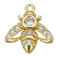 Cubic Zirconia Micro Pave Brass Pendant Bee gold color plated micro pave cubic zirconia & hollow Approx 1mm Sold By PC