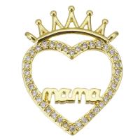 Cubic Zirconia Micro Pave Brass Pendant, Heart, gold color plated, micro pave cubic zirconia & hollow, 18x24x3mm, Hole:Approx 3.5mm, Sold By PC