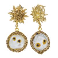 Zinc Alloy Drop Earring with pearl & Rhinestone Clay Pave for woman 48mm Sold By Pair